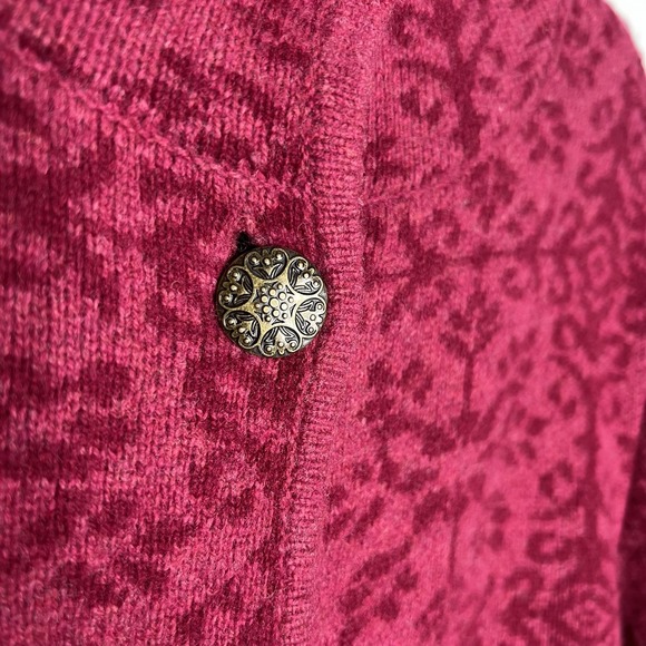 Sundance Sweater Coat Womens XS Pink Jacquard Lambswool Button Front Longline‎ - Picture 3 of 12